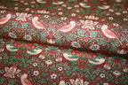 William Morris 'Mini Strawberry Thief Wine' Bomuld