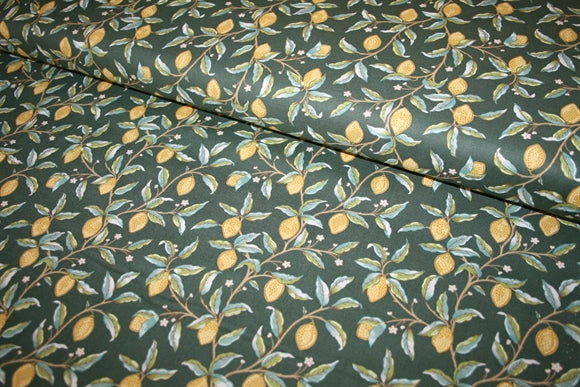 William Morris 'Lemon Tree Dark Green' Bomuld