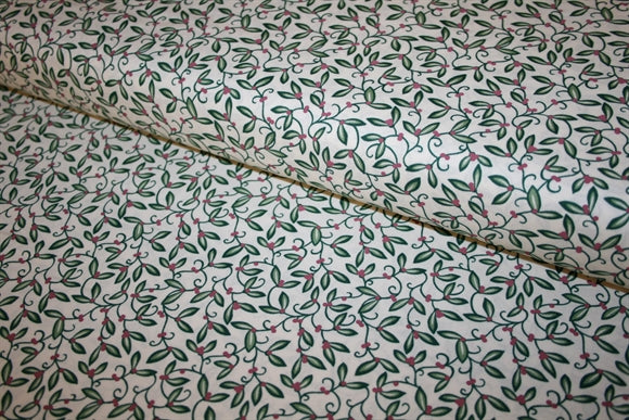 William Morris 'Mistletoe Cream' Bomuld