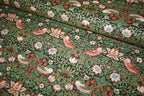 William Morris 'Medium Strawberry Thief Green' Bomuld