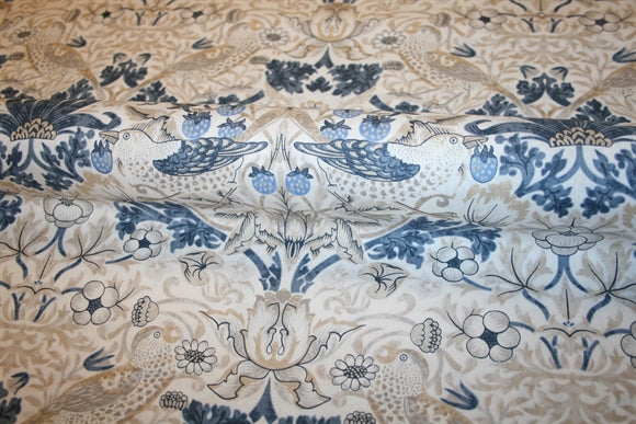 William Morris 'Strawberry Thief Vellum' Bomuld