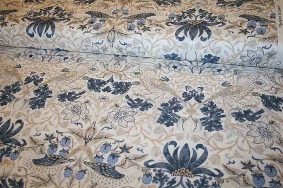 William Morris 'Strawberry Thief Vellum' Bomuld