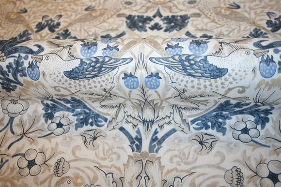 William Morris 'Strawberry Thief Vellum' Bomuld