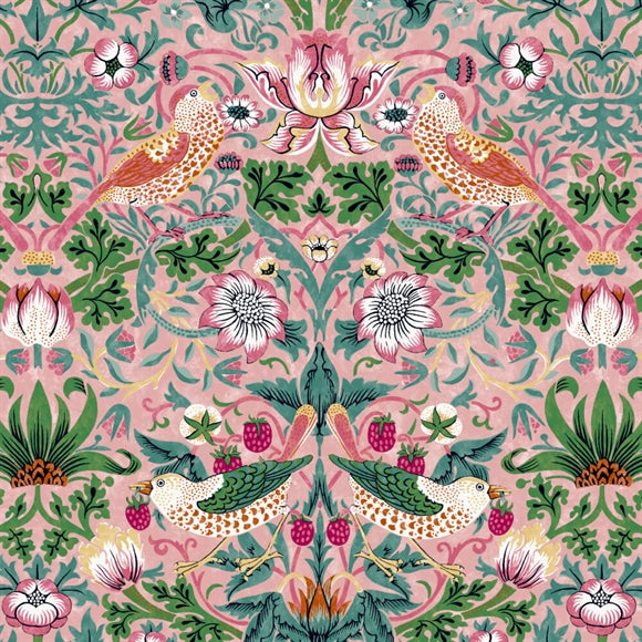 William Morris 'Strawberry Thief Blush' Bomuld