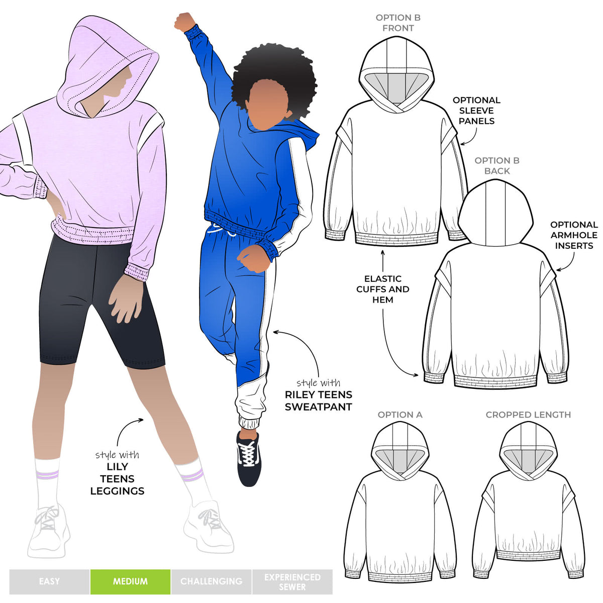 Beckett Teen - symønster til sweater (8-16 år) | Style Arc
