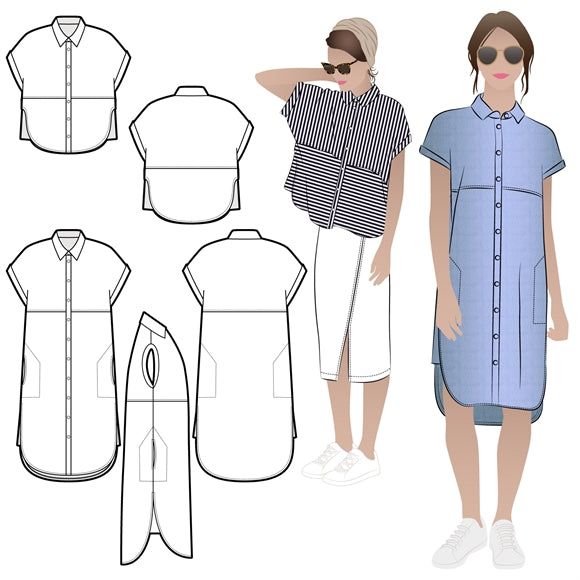 'Blaire' skjorte og kjole symønster (L)