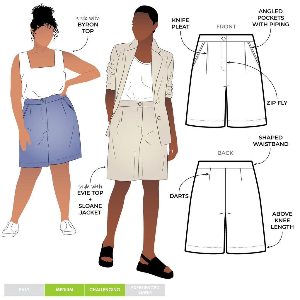 Braxton - symønster til shorts (str. 46-58) | Style Arc