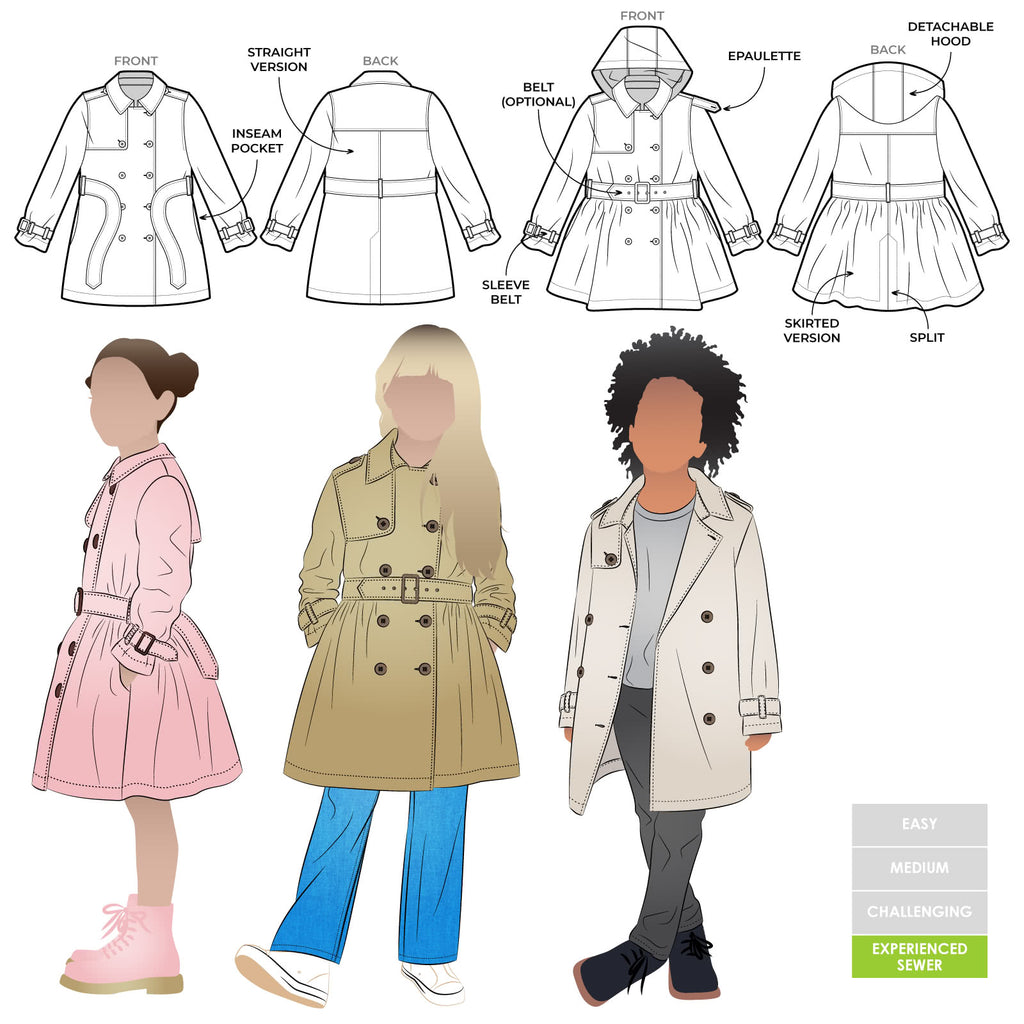 Camille Kids - symønster til frakke (2-14 år) | Style Arc
