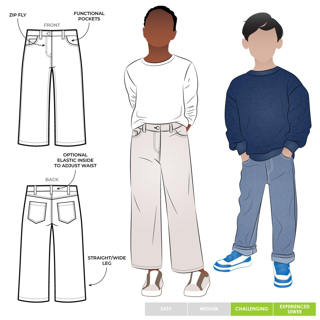 Carlisle Kids - symønster til jeans (2-8 år) | Style Arc