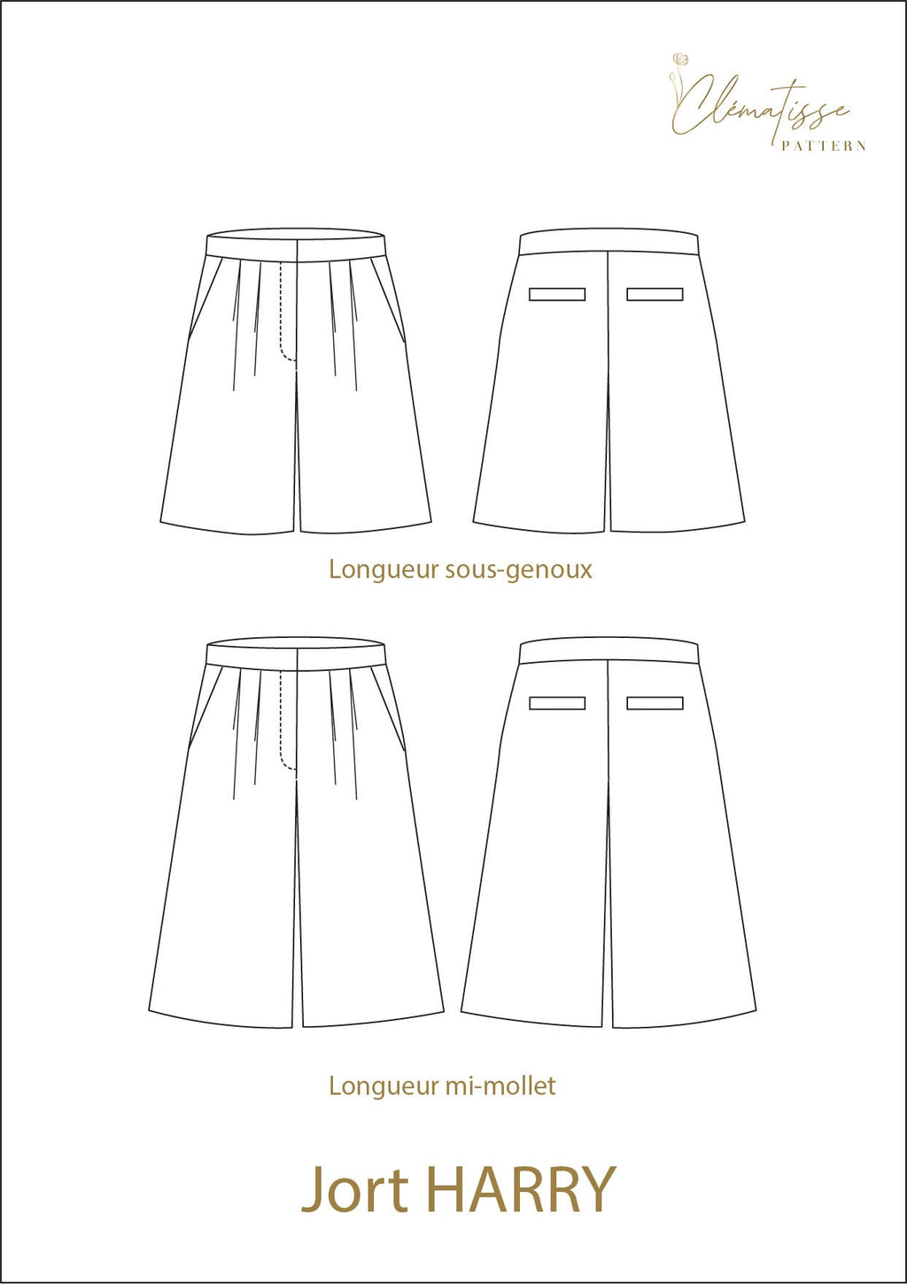 Harry – symønster til shorts (str. 32–48) | Clématisse