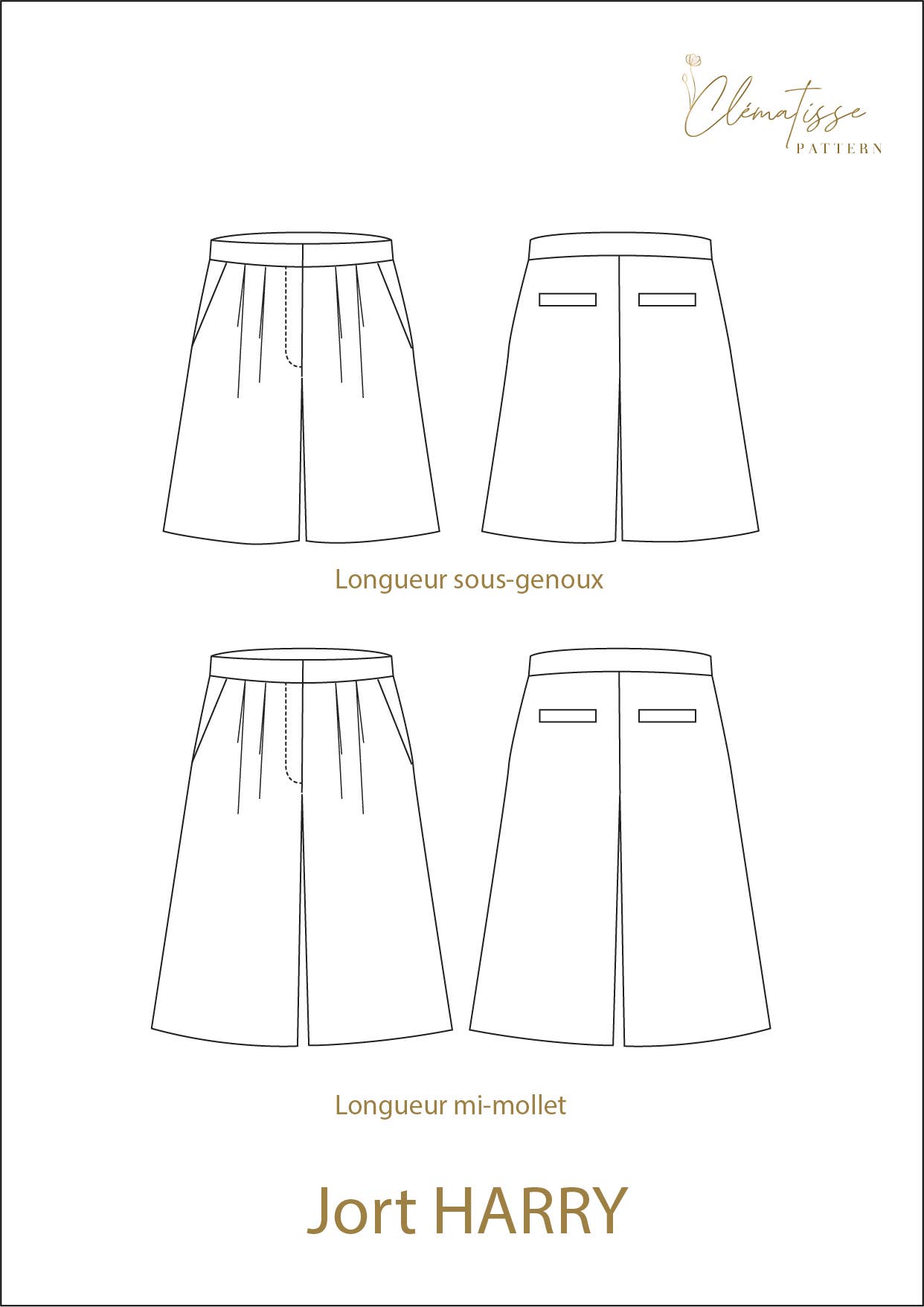 Harry – symønster til shorts (str. 32–48) | Clématisse