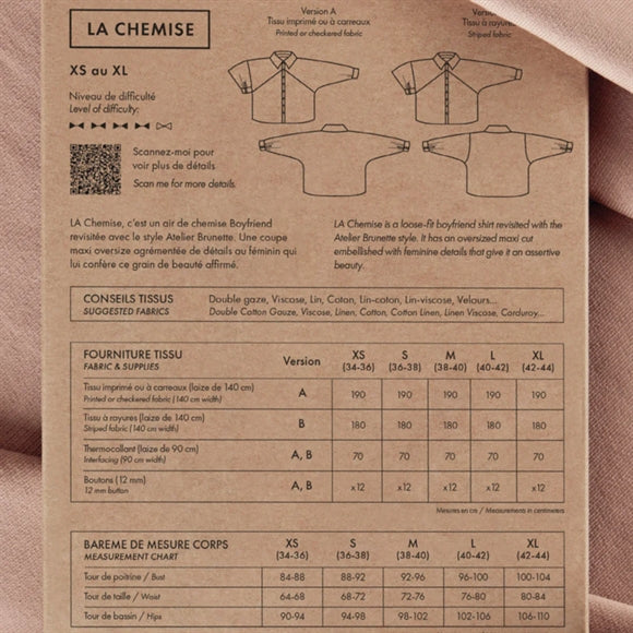 'Chemise' bluse symønster