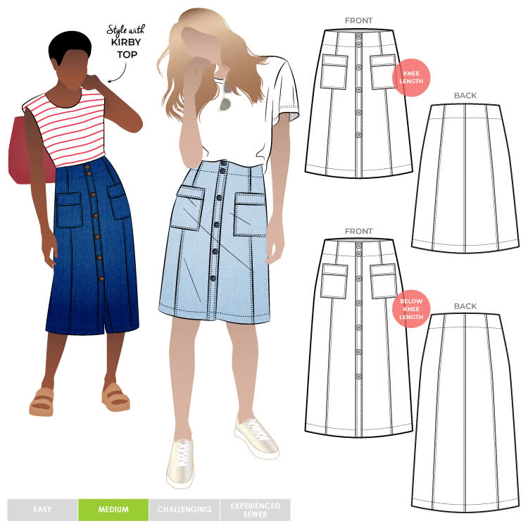Lennox - nederdel symønster | Style Arc