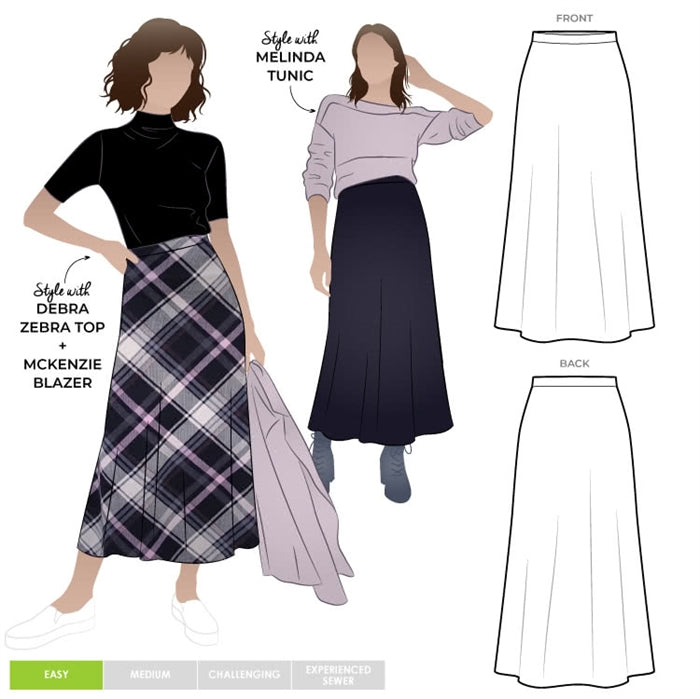 Northcote - symønster til nederdel (str. 32-44) | Style Arc