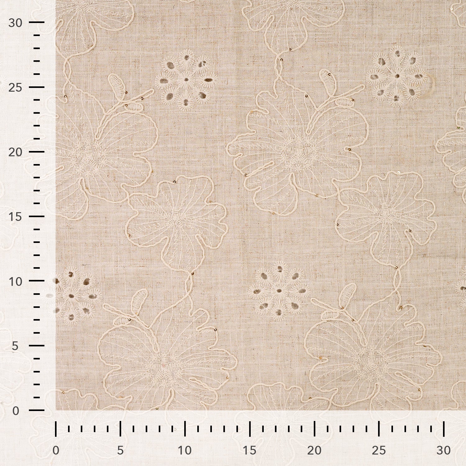 Viskose -og hør med broderi og pailetter