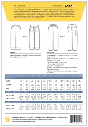 Symønster til bukser \'Rika\' fra Closet Core