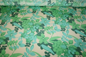 Silke crepe de chine med grønt blomsterprint