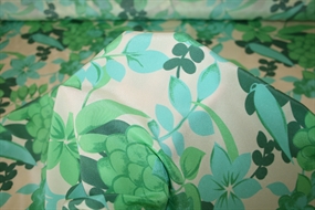 Silke crepe de chine med grønt blomsterprint